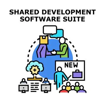 Collaborative software development suite concept illustration 库存插图