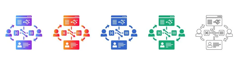 Collaborative Software Development Workflow Icons Illustrazione stock