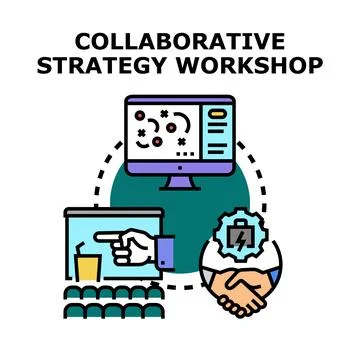 Collaborative strategy workshop for business planning development Illustrazione stock