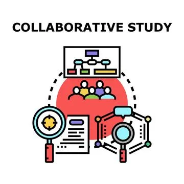 Collaborative study and team research process Stock Illustration