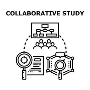 Collaborative study and team research process Stock Illustration