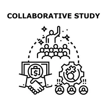 Collaborative study teamwork leading to business solutions Stock Illustration