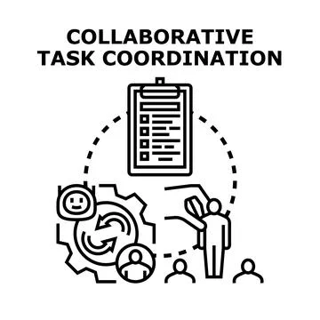 Collaborative task coordination process managing teamwork and efficiency Stock Illustration