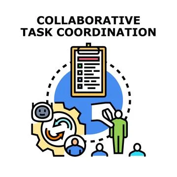 Collaborative task coordination process managing teamwork and efficiency Stock Illustration