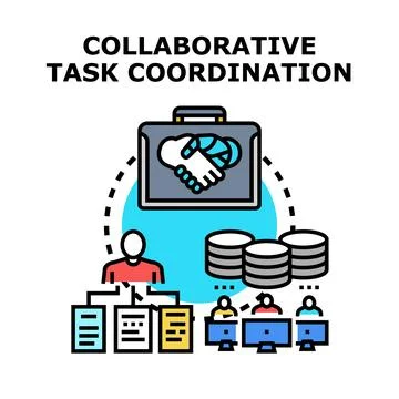 Collaborative task coordination process optimizing business workflow Stock Illustration