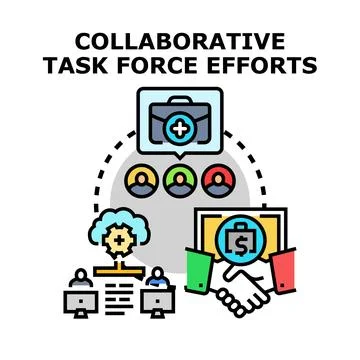 Collaborative task force efforts achieving business goals Stock Illustration