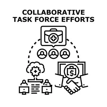 Collaborative task force efforts achieving business goals Ilustração Stock