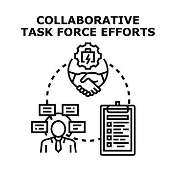 Collaborative task force efforts plan project management Ilustração Stock