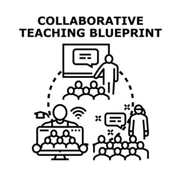 Collaborative teaching blueprint for hybrid online learning Stock Illustration