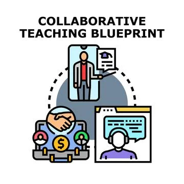 Collaborative teaching blueprint for online business education 스톡 일러스트