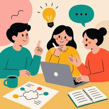 Collaborative Team Brainstorming Session Stock Illustration