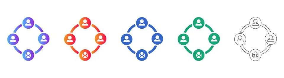 Collaborative Team Circle Icon Set Illustration