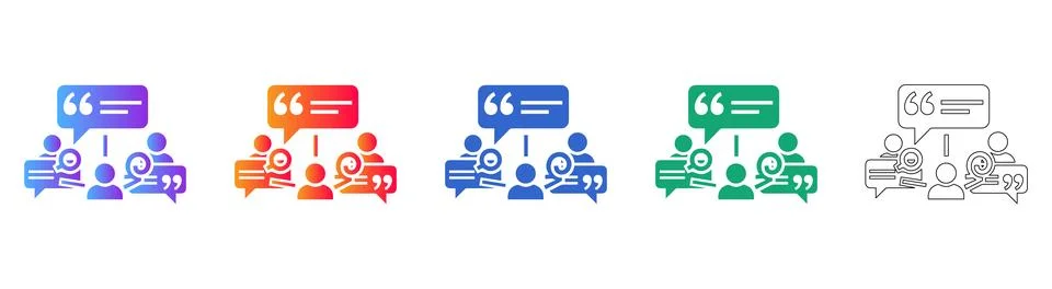 Collaborative Team Communication Icon Set 스톡 일러스트