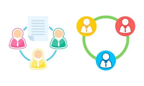 A Collaborative Team Concept Graphic Showing People Connecting in a Colorfu.. Stock Illustration