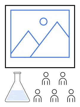 Collaborative Team Discussing Scientific Research with Presentation on Natu.. Stock Illustration
