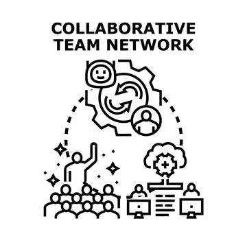 Collaborative team network connecting employees for communication Stock Illustration