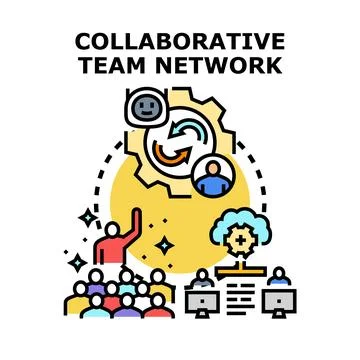 Collaborative team network connecting employees for communication Illustrazione stock