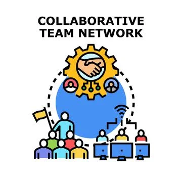 Collaborative team network connecting global business community Stock Illustration