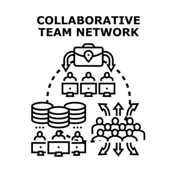 Collaborative team network connecting global business process Stock Illustration