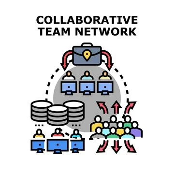 Collaborative team network connecting global business process Illustrazione stock