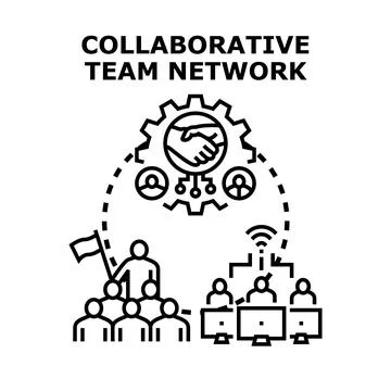 Collaborative team network connecting global business community Ilustración de archivo