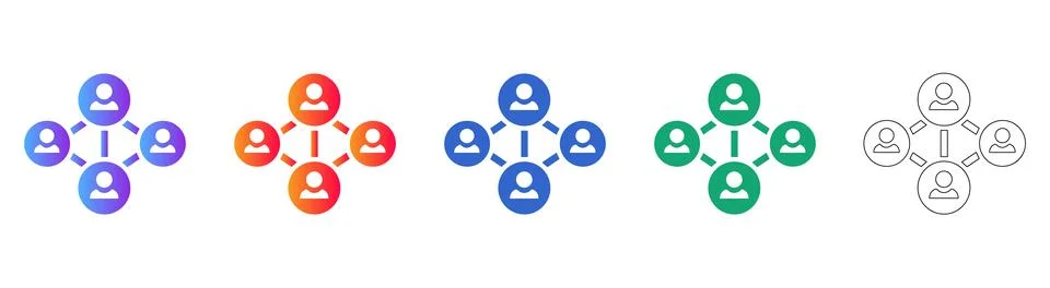 Collaborative Team Networking Icons Illustrazione stock