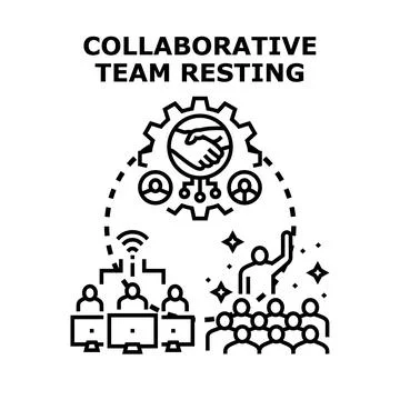 Collaborative team resting and working concept 스톡 일러스트