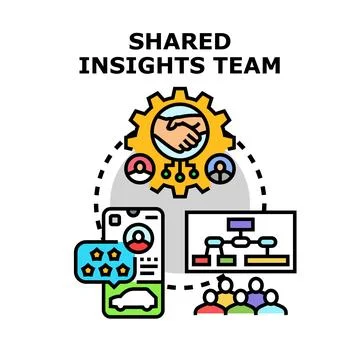 Collaborative team sharing insights for business planning 库存插图