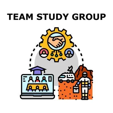 Collaborative team study group for research and education Stock Illustration