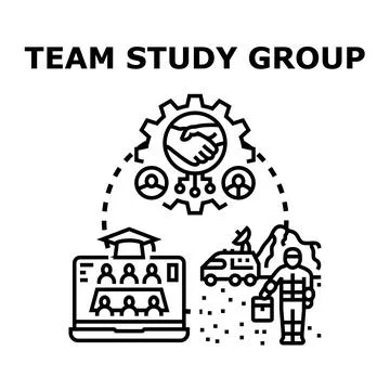Collaborative team study group for research and education Stock Illustration