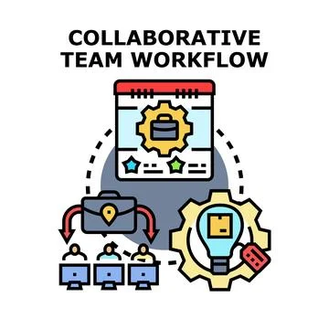 Collaborative team workflow strategy and process management Illustrazione stock