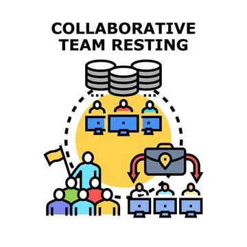 Collaborative team working and developing new projects Stock Illustration