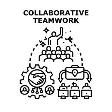 Collaborative teamwork achieving business success and professional partnershi Ilustración de archivo
