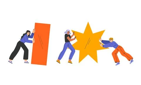 Collaborative Teamwork in Action Engaging Creative Design Elements for All to Stock Illustration