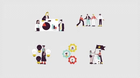 Collaborative teamwork and brainstorming cartoon animation pack Stock Footage 344959414