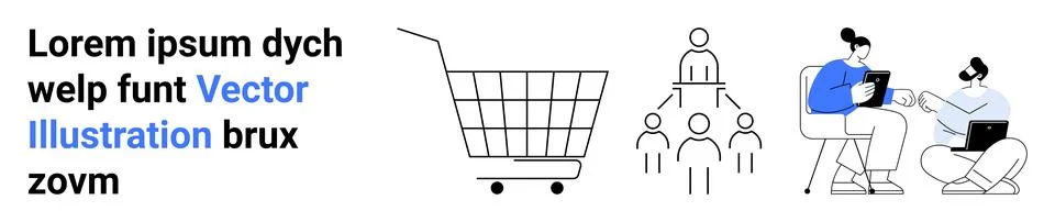 Collaborative Teamwork and Shopping Concept with Organizational Hierarchy Ilustración de archivo