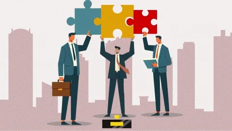 Collaborative Teamwork Concept with Businessmen and Trophy Stock Footage 280114281