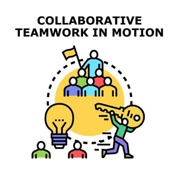 Collaborative teamwork in motion achieving success together Stock Illustration