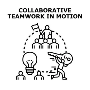 Collaborative teamwork in motion achieving success together Stock Illustration