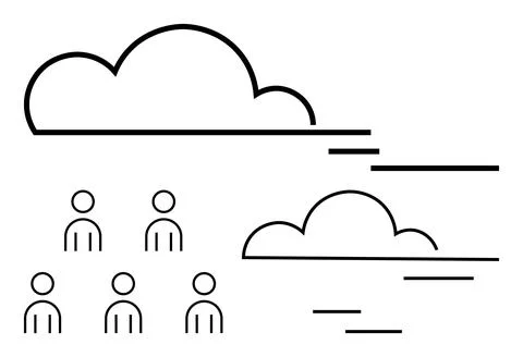Collaborative Teamwork under a Cloudy Weather Symbolizing Connection and Co.. 스톡 일러스트