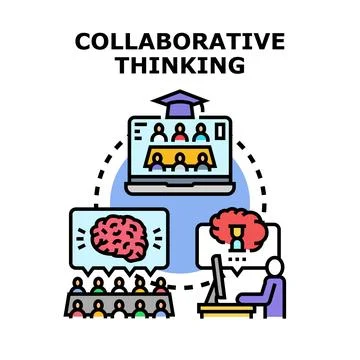 Collaborative thinking concept developing team strategy Illustrazione stock