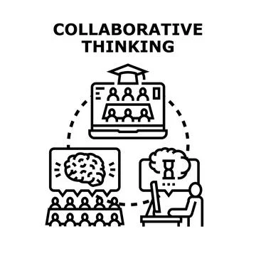 Collaborative thinking concept developing team strategy Stock Illustration