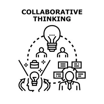 Collaborative thinking process generating new business ideas Stock Illustration