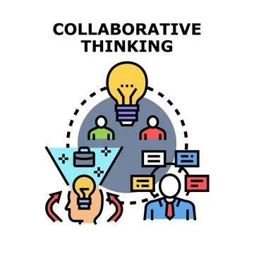 Collaborative thinking process generating new business ideas Stock Illustration