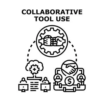 Collaborative tool use concept digital business technology イラスト素材