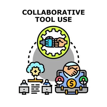 Collaborative tool use concept digital business technology Stock Illustration