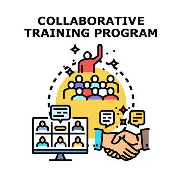 Collaborative training program concept for business education 库存插图