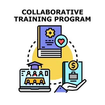 Collaborative training program connecting learning with career growth 库存插图