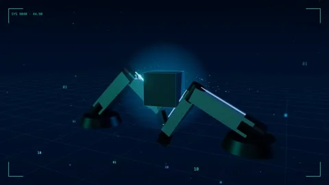 Collaborative twin arms shared workpiece Stock Footage 340019409