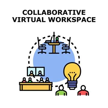 Collaborative virtual workspace concept creating new business ideas Stock Illustration